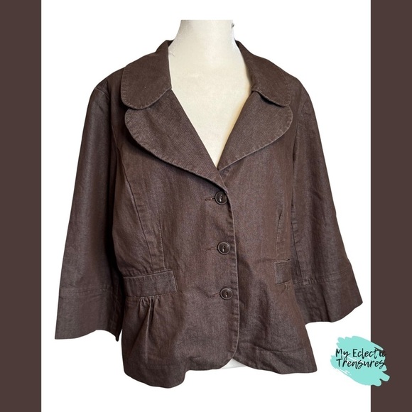 Cato Jackets & Blazers - Cato Brown Blazer with Cropped Length and Notched Lapel